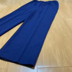 ✨レディース❤︎スラックス ♪ ウエストゴム センターライン入り縦縞・紺【M】✨