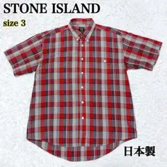 STONE ISLAND 半袖シャツ チェック 90s 日本製 ボタンダウン Lのサムネイル