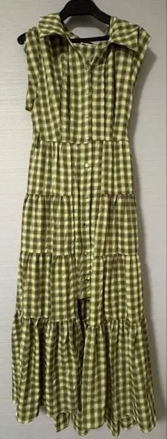 レディアゼル　シャツワンピース グリーン系チェック