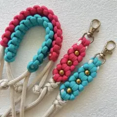 【2本セット】B級品　長さ調節可能 パラコード　ストラップ　斜め掛け 花モチーフ