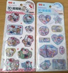 ハローキティ・シナモロール 3Dシェイクステッカーセット