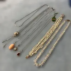 サンゴ パール 琥珀ネックレスなど11点まとめSILVER刻印あり - メルカリ