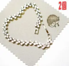 チェーン腕輪　ストーン　宝石【2個】シルバー925　網目 ブレスレット