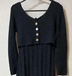 リゼクシー　アンサンブルレースニットワンピース　チャコールグレー