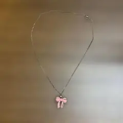 リボン型ピンクネックレス
