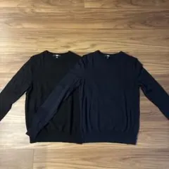 UNIQLO エクストラファインメリノセーター（ブラック・ネイビーセット） M