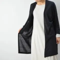 evam eva リネンナイロンロングカーデ