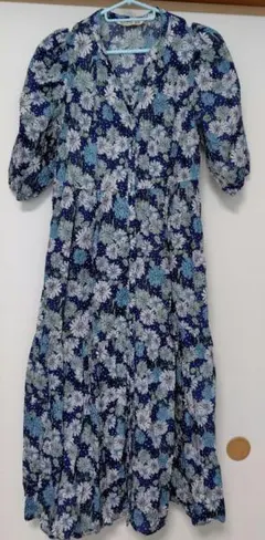 ユニクロ×PAUL&JOE 半袖シャツワンピース Mサイズ ネイビー 花柄