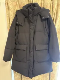 美品 無印良品 ダウンコート 黒 Mサイズ ロング丈 フード付