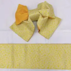 ★4271★ 浴衣用 作り帯 帯 2点セット ややくすみ黄色 たまご色