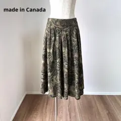 ヴィンテージ 80s カナダ製 総柄 ペイズリー柄 ロングフレアスカート Y13
