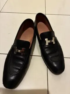 HERMES 厚底ブラックローファー モカシン 38 - メルカリ