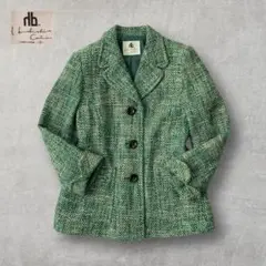 90s アーカイブ ツイードジャケット 銀座花菱 日本製 グリーン系 11号