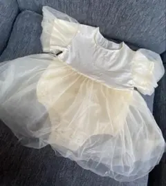 シフォンベビードレス　アイボリー　80cm 誕生日　お食い初め