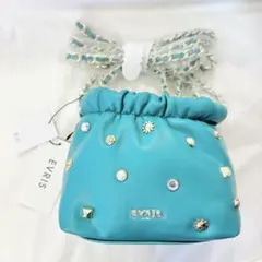 新品未使用タグ付き/EVRIS スタッズチェーンミニショルダーBAG/ブルー