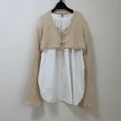 【Kastane】カスタネ　レースアップデザイン　ボレロ　シャツ　長袖トップスのサムネイル