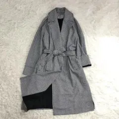 20432✨️マレーラ ロングコート 千鳥格子 ジャガード ベルト付き 38のサムネイル