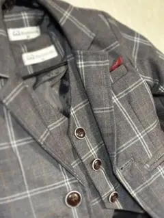 グレー スーツ 3点 セット チェック柄 フォーマル 80