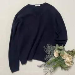 《BEAUTY&YOUTH》アンゴラニット Vネック ネイビー フリーサイズ