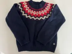 プチバトーノルディック柄 セーター　128cmネイビー　クリスマス