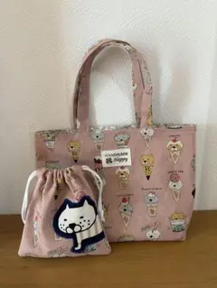 ☆ミニトートバッグ☆巾着☆ハンドメイド☆猫柄 - メルカリ