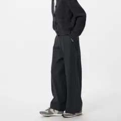 新品 ユニクロ ブラッシュドジャージーワイドパンツ ダークグレー