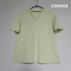 CONIFER レディース 半袖 カットソー レースネック パステルイエロー