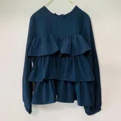 ✨美品✨ モーメントプラス M ブラウス ティアード カットソー 可愛い 紺