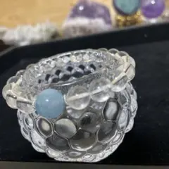 「心を穏やかにする石」アクアマリンと白水晶のブレスレット鑑定書付き