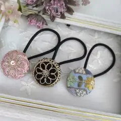 超お買い得♡リバティとインド刺繍 大きめくるみボタン(38ミリ) 豪華3