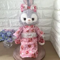 ☆ステラルー浴衣　ピンク　バラ　蝶　いちご柄　Sサイズ/ハンドメイドのサムネイル