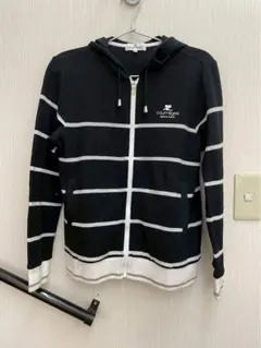 Courrèges クレージュ　ボーダー柄　ジップアップパーカー　サイズ38のサムネイル