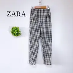 ZARA ザラ【us xs】ギンガムチェック ハイウエストパンツ