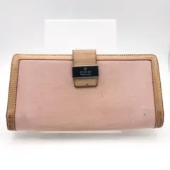 グッチ　長財布　財布　ウォレット　フラップ　レザーコンビ　ピンク