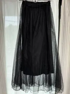 大人のマーメイドダブルチュールスカート（ロング丈） ブラック