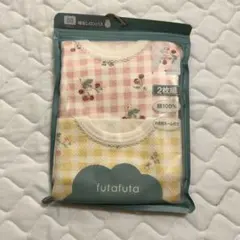 新品　フタフタ　futafuta ロンパース 肌着　80 チェリー　チェック
