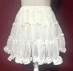 パニエ 白　35cm ミニスカート フリル　コスプレ 発表会　ホワイト　ロリータ