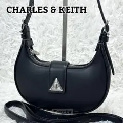 【CHARLES&KEITH】トライアングルバックル ベルトショルダーバッグ