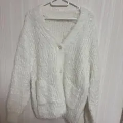 ホワイト ニット カーディガン 長袖
