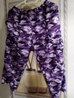 紫迷彩 ワークパンツ ウエストゴム