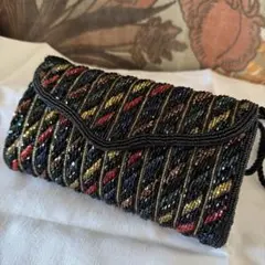 ビーズバック 和装バック クラッチバック レトロ② 極美品/Y2K】2WAY ビーズバッグ クラッチ 幾何学 扇柄 レトロポップ