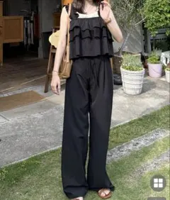 ティアードスリーブレスバンディングパンツセット