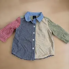 babyGap チェック柄長袖シャツ 6-12ヶ月　半袖になる