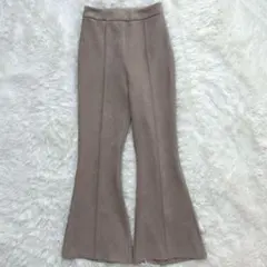 ムルーア スエードフレアパンツ ベージュ F 美脚　韓国風　Y2K ストリート