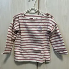 ストライプ ボートネック Tシャツ ハリネズミ刺繍のサムネイル