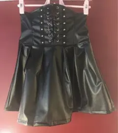 ROMWE ゴシック ブラック PU レザー フレアスカート XS