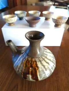 〈骨董〉陶器製酒器・お猪口セット 7点
