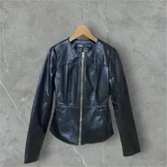 ZARA ブラックレザージャケット　ペプラムデザイン