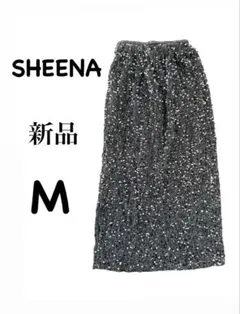新品　SHEENA シーナ スパンコール ベロア スカート グレー Mのサムネイル