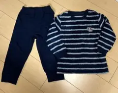 ユニクロ　キッズ110 ミッキー刺繍入りフリースパジャマセット ルームウェア